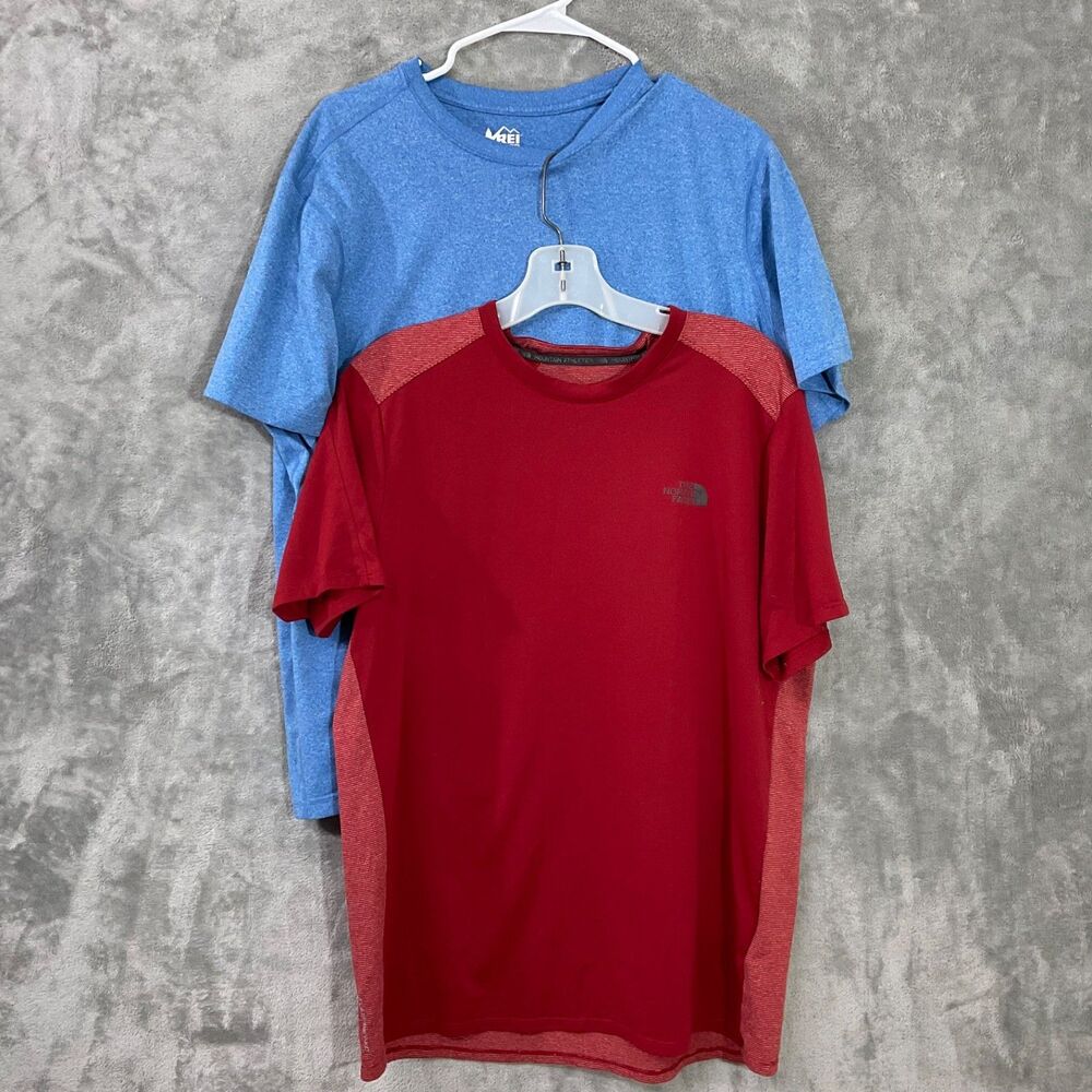 REI Co-op & TNF T -Shirts Lot of 2 Mens size L Outdoor polyester performance tee